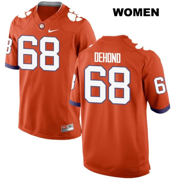 Women's Clemson Tigers #68 Noah DeHond Stitched Orange Authentic Nike NCAA College Football Jersey TPT7246HV